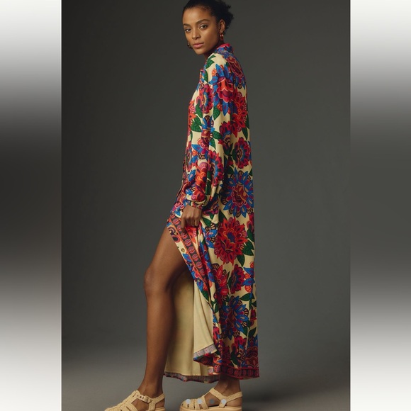 NWT FARM Rio Floral Long-Sleeve Midid/Maxi Buttondown dress - Picture 6 of 7